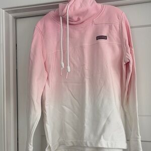 Vineyard Vines Pink and White Cowl Neck Sweater
